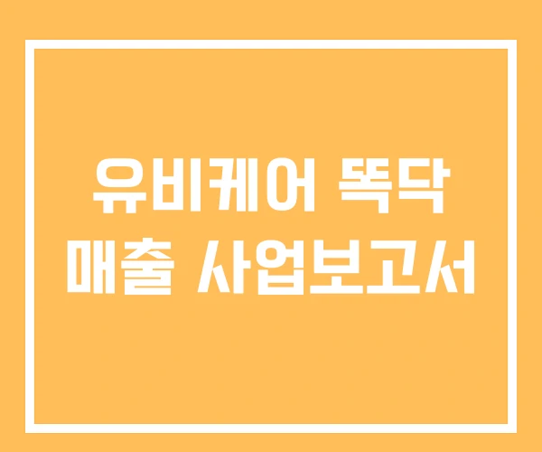 유비케어 똑닥 매출 사업보고서