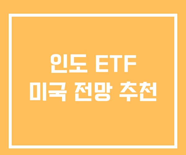 인도 ETF 미국 전망 추천