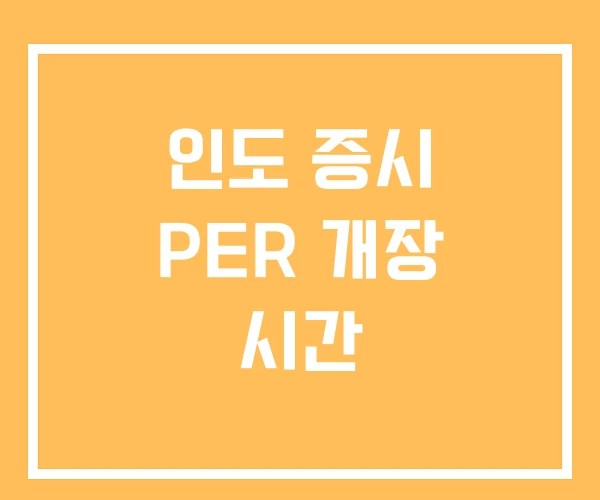 인도 증시 PER 개장 시간