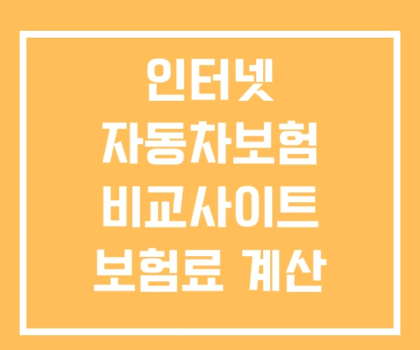 인터넷 자동차보험 비교사이트 보험료 계산