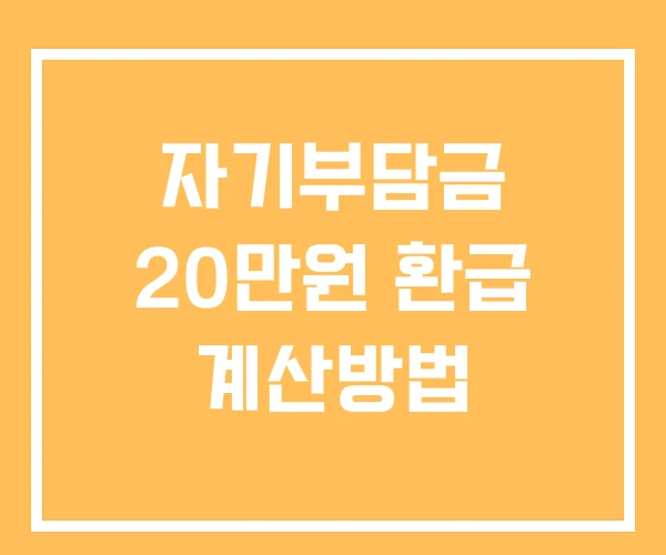 자기부담금 20만원 환급 계산방법