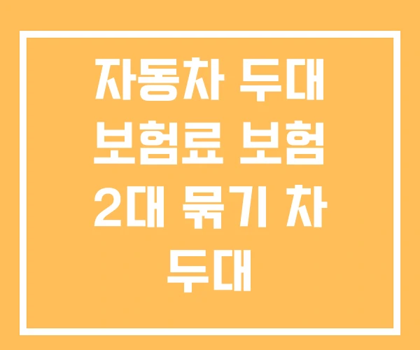 자동차 두대 보험료 보험 2대 묶기 차 두대