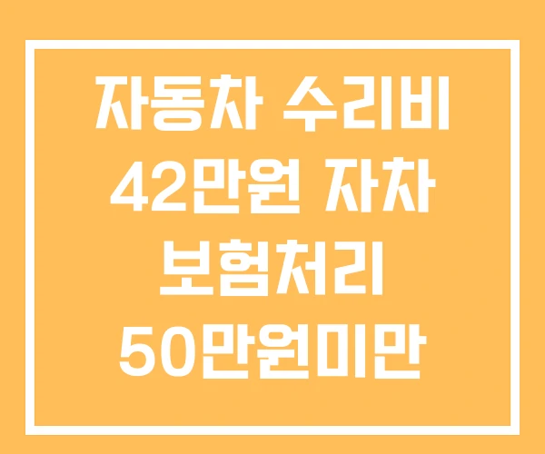 자동차 수리비 42만원 자차 보험처리 50만원미만