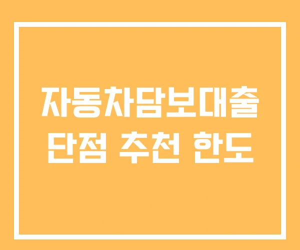 자동차담보대출 단점 추천 한도