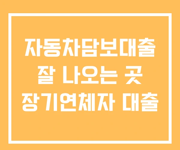 자동차담보대출 잘 나오는 곳 장기연체자 대출