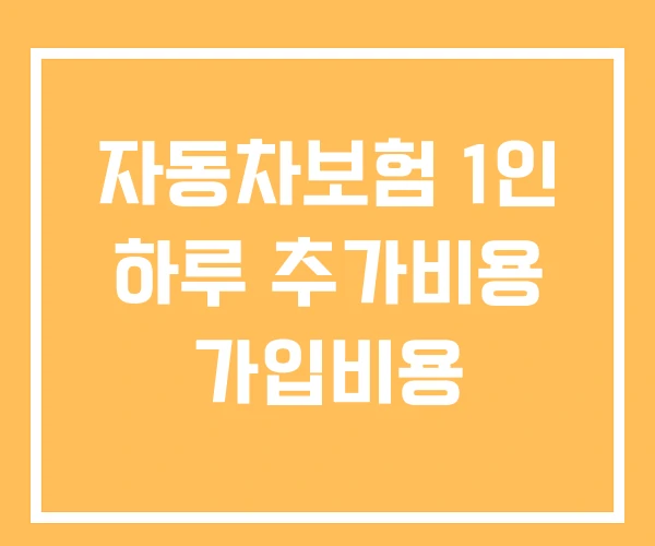 자동차보험 1인 하루 추가비용 가입비용