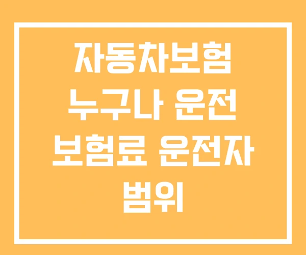 자동차보험 누구나 운전 보험료 운전자 범위