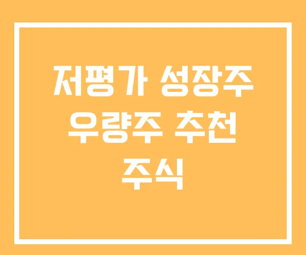저평가 성장주 우량주 추천 주식