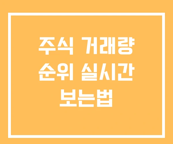 주식 거래량 순위 실시간 보는법