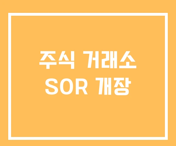 주식 거래소 SOR 개장