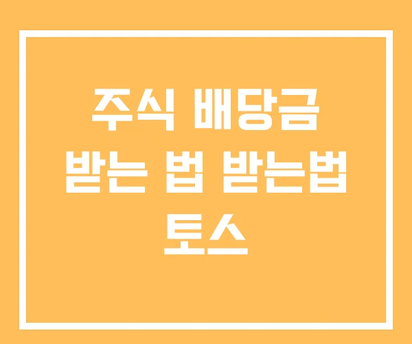 주식 배당금 받는 법 받는법 토스 주식 배당금 받는 법 받는법 토스