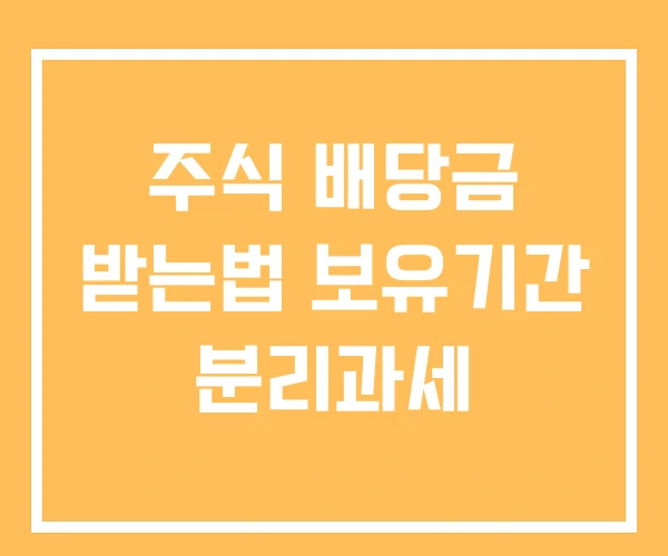 주식 배당금 받는법 보유기간 분리과세