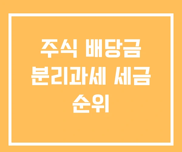 주식 배당금 분리과세 세금 순위