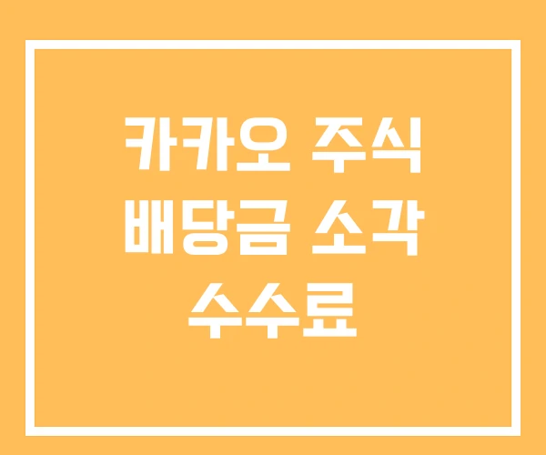 카카오 주식 배당금 소각 수수료 카카오 주식 배당금 소각 수수료