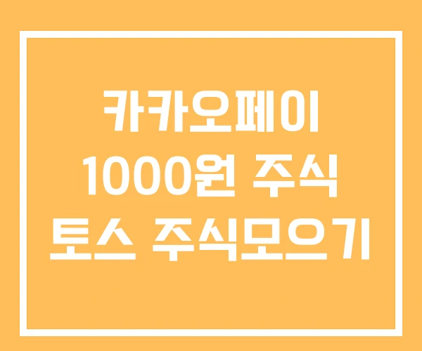 카카오페이 1000원 주식 토스 주식모으기