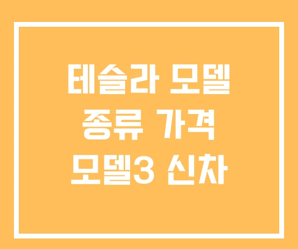 테슬라 모델 종류 가격 모델3 신차
