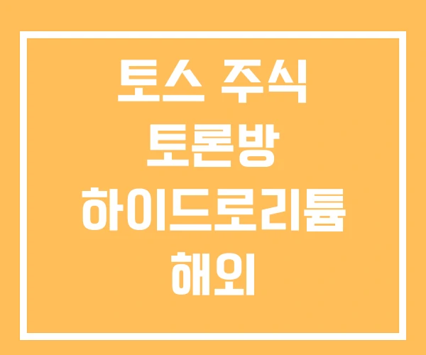 토스 주식 토론방 하이드로리튬 해외