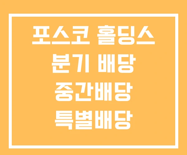 포스코 홀딩스 분기 배당 중간배당 특별배당