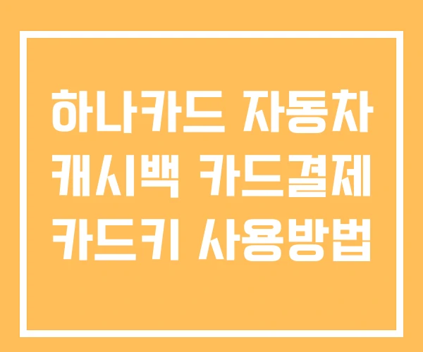 하나카드 자동차 캐시백 카드결제 카드키 사용방법