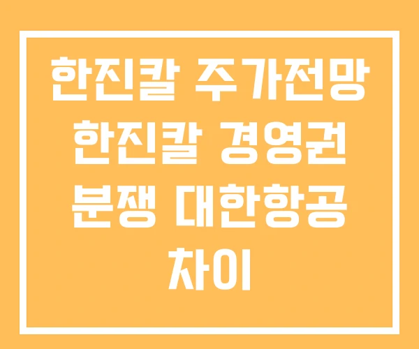 한진칼 주가전망 한진칼 경영권 분쟁 대한항공 차이