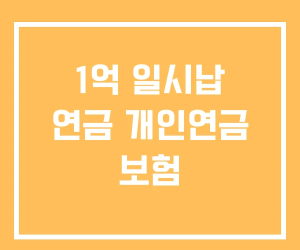 1억 일시납 연금 개인연금 보험
