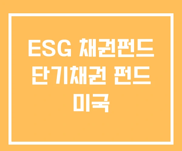 ESG 채권펀드 단기채권 펀드 미국