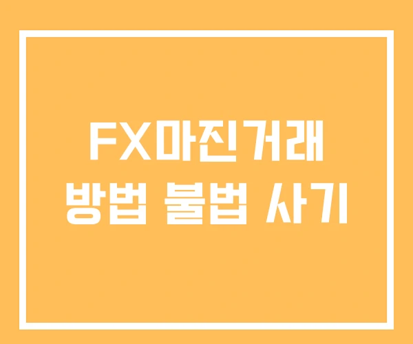 FX마진거래 방법 불법 사기