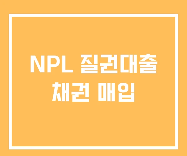 NPL 질권대출 채권 매입