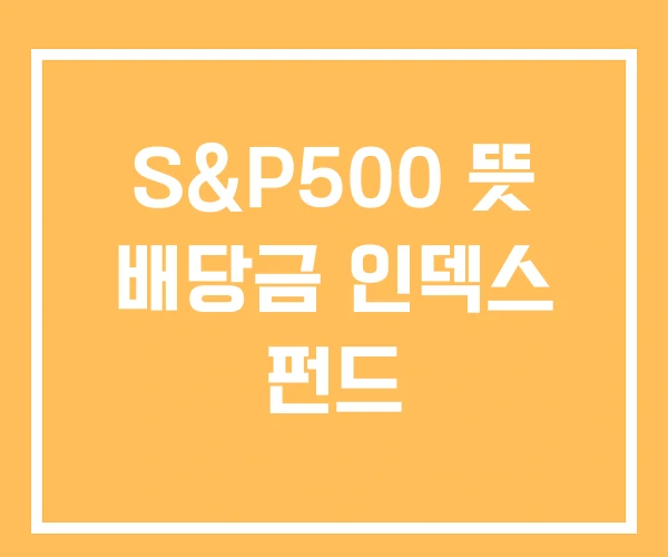 S&P500 뜻 배당금 인덱스 펀드
