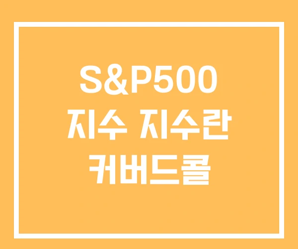 S&P500 지수 지수란 커버드콜 S&P500 지수 지수란 커버드콜