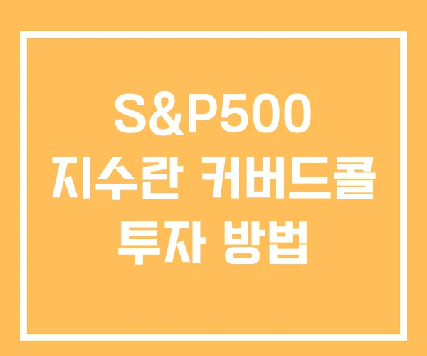 S&P500 지수란 커버드콜 투자 방법