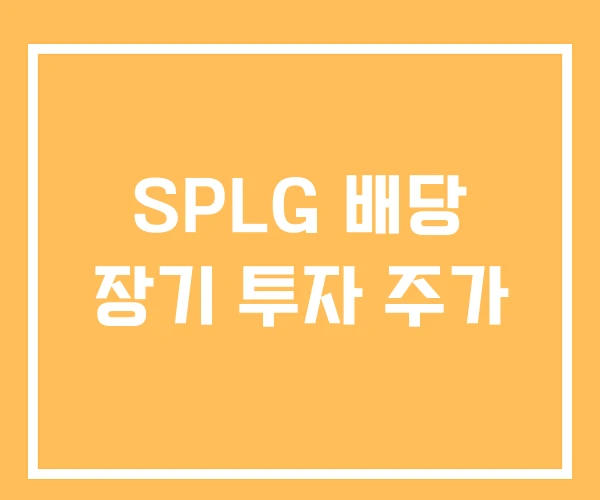 SPLG 배당 장기 투자 주가 SPLG 배당 장기 투자 주가