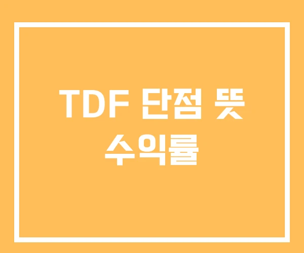 TDF 단점 뜻 수익률
