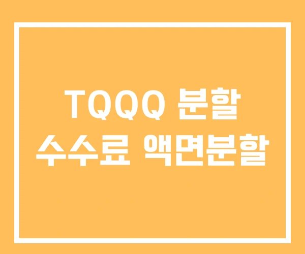 TQQQ 분할 수수료 액면분할