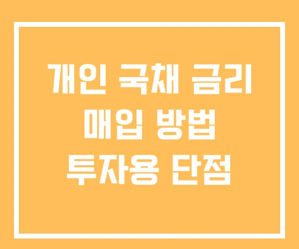개인 국채 금리 매입 방법 투자용 단점 개인 국채 금리 매입 방법 투자용 단점