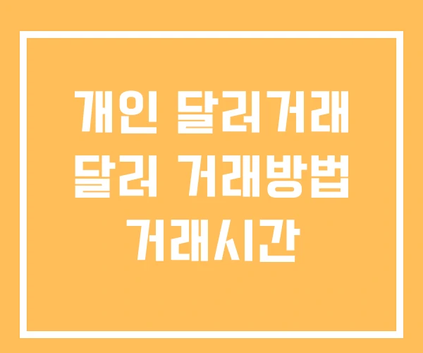 개인 달러거래 달러 거래방법 거래시간