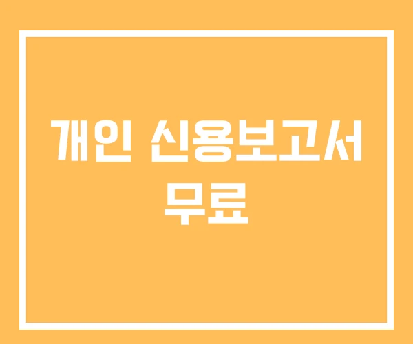 개인 신용보고서 무료