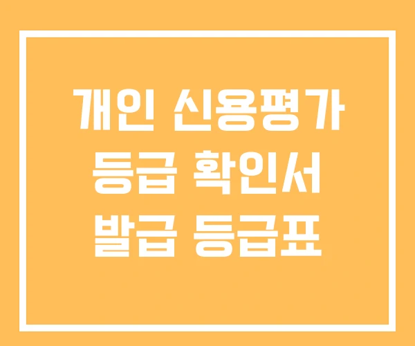 개인 신용평가 등급 확인서 발급 등급표