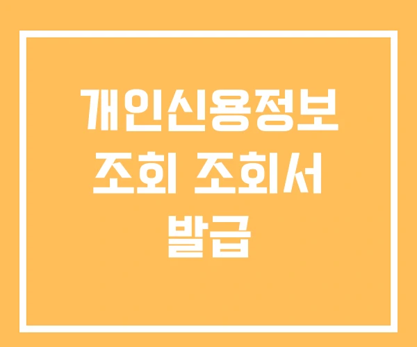 개인신용정보 조회 조회서 발급