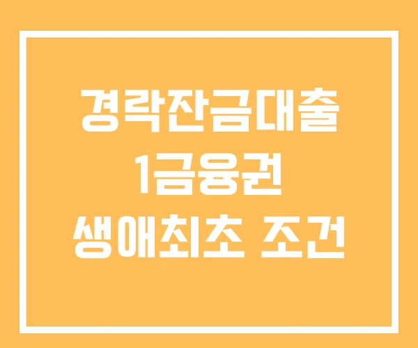 경락잔금대출 1금융권 생애최초 조건 경락잔금대출 1금융권 생애최초 조건