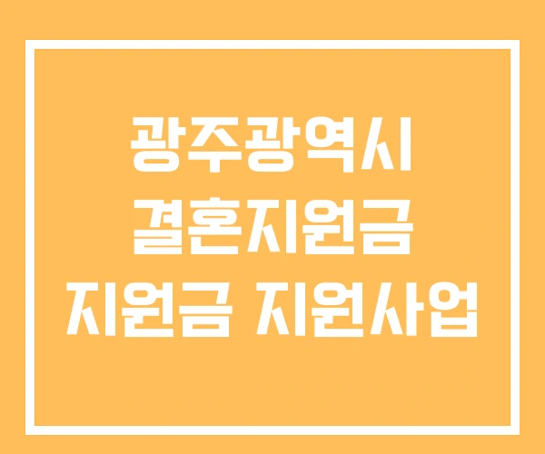 광주광역시 결혼지원금 지원금 지원사업