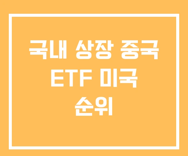 국내 상장 중국 ETF 미국 순위