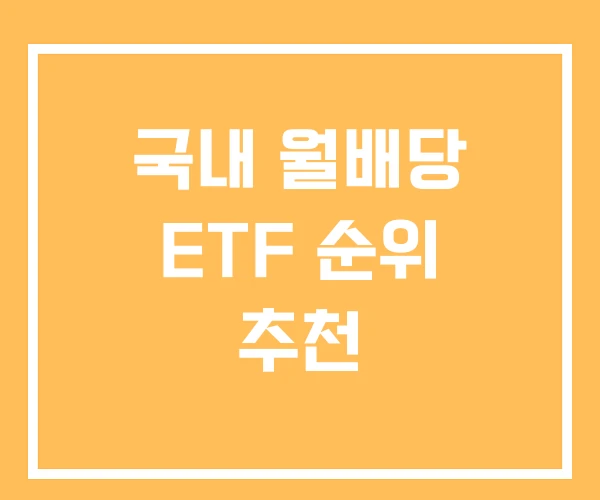 국내 월배당 ETF 순위 추천