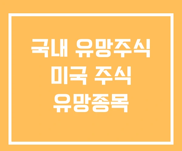 국내 유망주식 미국 주식 유망종목