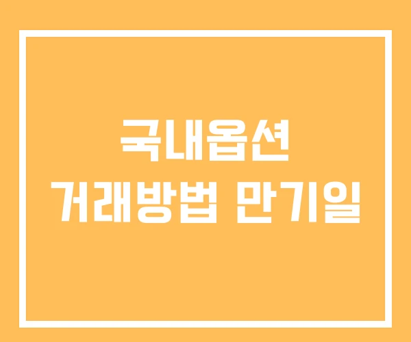국내옵션 거래방법 만기일