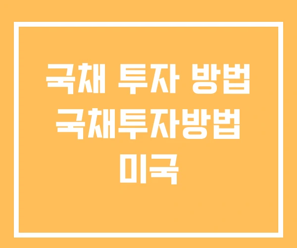 국채 투자 방법 국채투자방법 미국