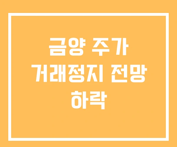 금양 주가 거래정지 전망 하락