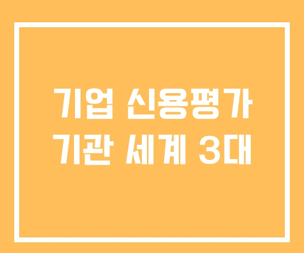 기업 신용평가 기관 세계 3대