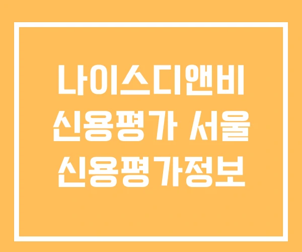 나이스디앤비 신용평가 서울 신용평가정보