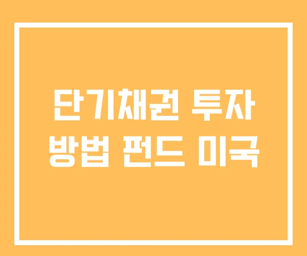 단기채권 투자 방법 펀드 미국 단기채권 투자 방법 펀드 미국